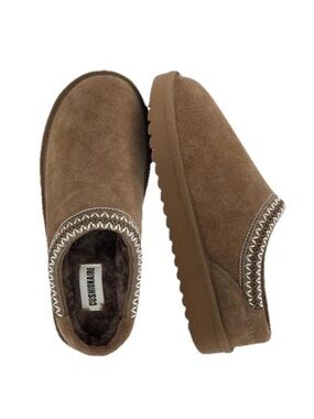 CUSHIONAIRE Women's Keto Slip-On Suede Mule Slipper Cozy Stylish Memory Brown 8.